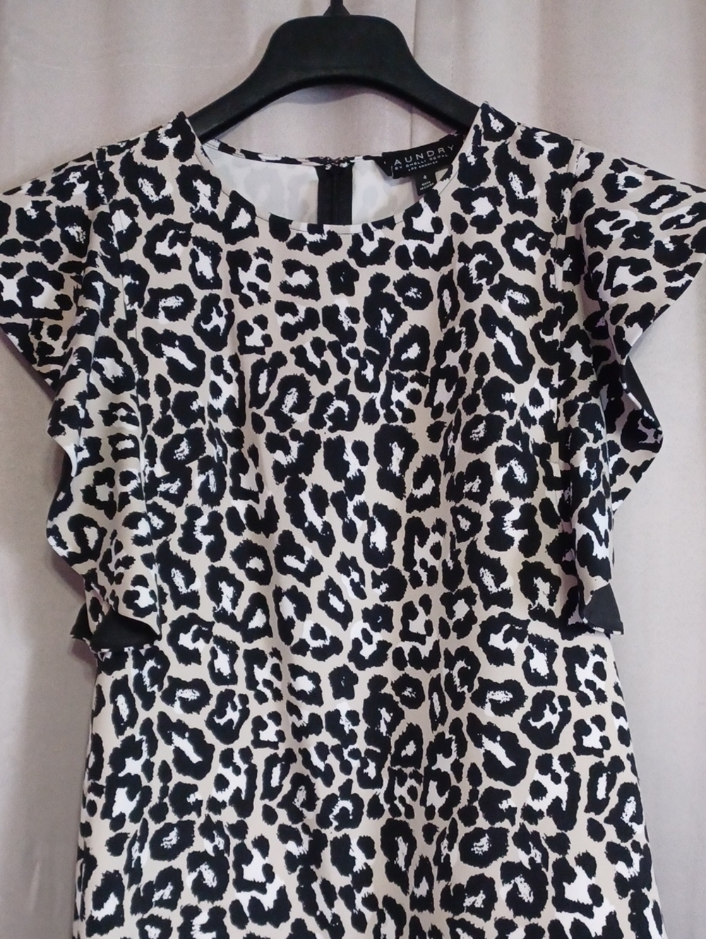 Laundry By Shelli Segal Leopard Print Ruffle Sleeve Mini Shift Dress Size 4 - Picture 3 of 14